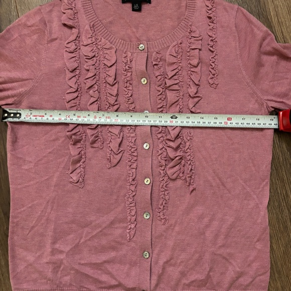 Banana Republic Dusty Pink Silk Blend Cardigan with Ruffles Size Large - Picture 7 of 8